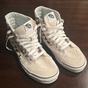 Hi-top Vans White Checkered Fire, Sz 8.5